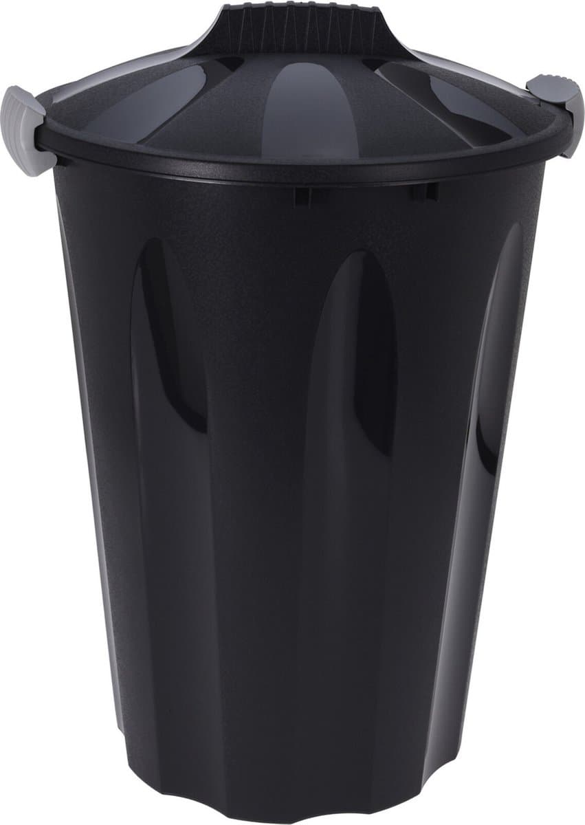 Storage Solutions wasmand met deksel - 40 liter - zwart - kunststof — afbeelding 1