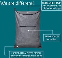 La'Moussawi ® Ruimtebesparende Hangende Waszak met Ophanghaken en Grote Capaciteit, Set van 2 in Trendy Grijs — thumbnail 4