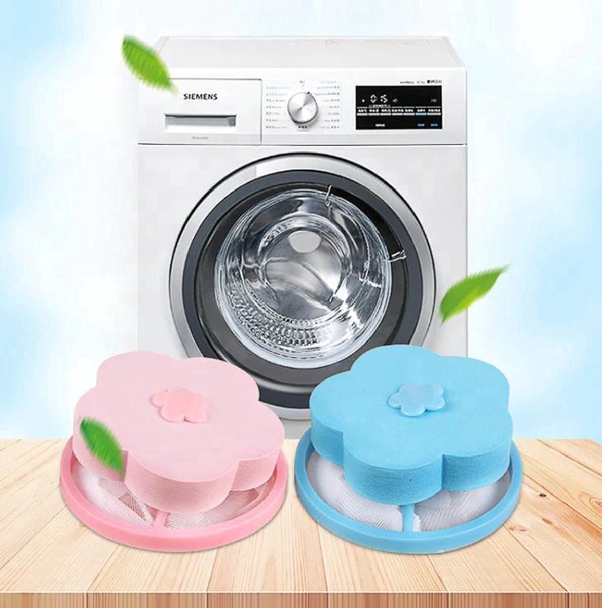 IBBO Shop - Wasmachine filter - Wasmachine reiniger - Wasmachine vuilreiniger - Wasmachine cleaner - Herbruikbaar - Wasfilter - Schoonmaakmiddel - Vuil verwijderen - Drijvend vangnet - Haarvanger - Haar vanger - Ontstopper - 2 stuks — afbeelding 1