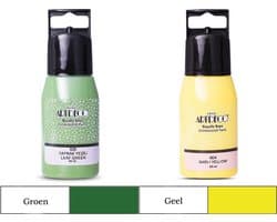Artdeco 3D Dimensionale Verf Set – 2x50 ml – Groen & Geel – Geschikt voor Stof, Glas, Keramiek, Karton, Metaal, Papier & Steen – 3D Liner Textuur- en Reliëfschilderen Dimensional Paint