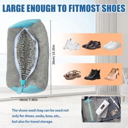 2-Pack wasmachine schoenveters, herbruikbare schoenreinigingszak, wasmachine schoenzak, sneaker mesh waszak voor wasmachine en droger (grijs) — thumbnail 2
