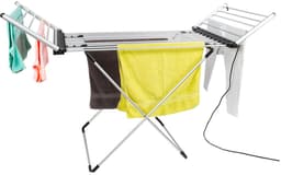 Eleganca Elektrisch Droogrek XL – 170 x 61 x 105 cm – Verwarmd Wasrek voor Kleding en Handdoeken – Extra groot - Timer met Touchscreen – 310W - IPX1 - Zilver — thumbnail 1