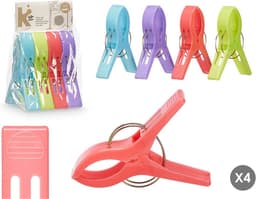 Arte R Handdoekknijpers XL - 4x - kleurenmix - kunststof - 10 cm - wasknijpers — thumbnail 3