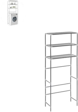 Wasmachine rek - Ombouw - Kast - Opbouwmeubel - Verhoger - Wasmachine meubel - Opbergkast - Ijzer - Zilver — thumbnail 1