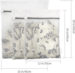 Waszakken - Wasnetten - 1 Set van 3 - 30x40cm *2 & 40x50 cm *1 - Bescherm je Wasgoed en Wasmachine - Wit — thumbnail 3