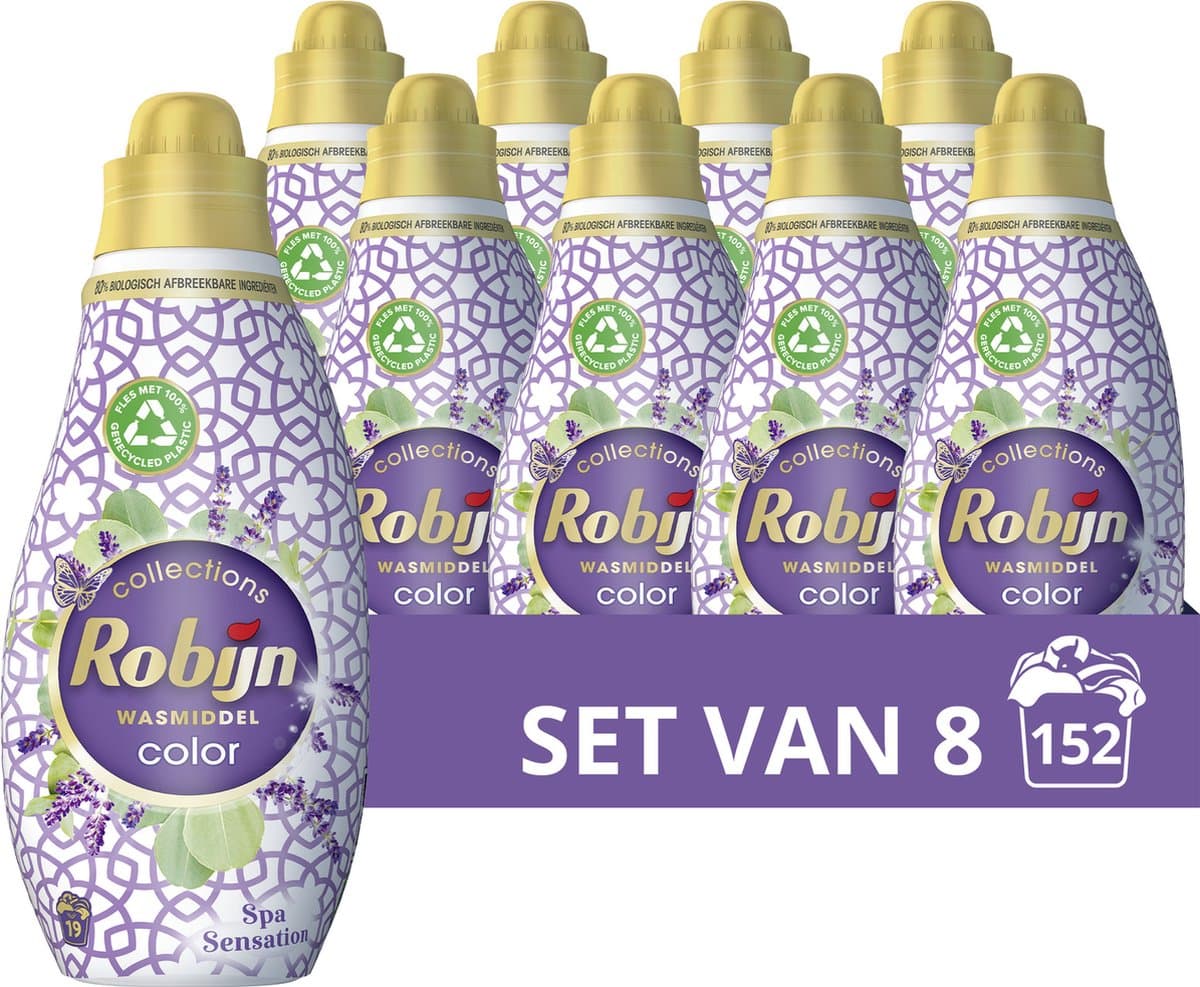 Robijn Klein & Krachtig Collections Color Spa Sensation Vloeibaar Wasmiddel - 8 x 19 wasbeurten - Voordeelverpakking — afbeelding 1