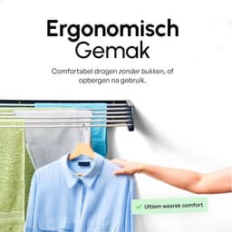 Bodo® Droogrek Inklapbaar - Wanddroogrek - 100 cm - Inclusief Boormal - Vernieuwd 2025 Model - Wasrek Hangend - Uitklapbaar - Muur - Ophangbaar - 6m Drooglengte - Mat Zwart — thumbnail 5