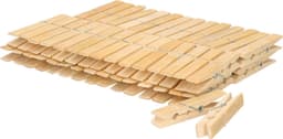 Wasknijpersmandje met ophanghaak - beige - en 60x houten wasknijpers 7 cm - was ophangen — thumbnail 2