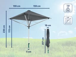 Leifheit droogmolen Linoprotect 400 met waterdicht dak - incl. bodemhuls - 40 m drooglengte - 4 wasmachineladingen — thumbnail 2
