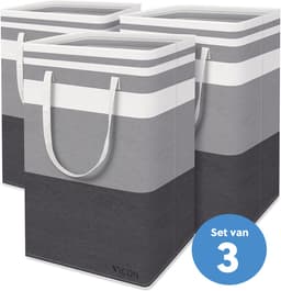 Wasmand met Versterkte Handgrepen - 3 Stuks - 75L - Opvouwbaar - Waterafstotend - Waszak voor wasgoed - Wassorteerder - Organizer kleding - Wasbox — thumbnail 1