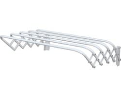 MSV Uitschuifbaar wasgoedrekje/droogrek - 4 meter waslijn - Ophangbaar aan muur - wit - 80 cm - metaal — afbeelding 1
