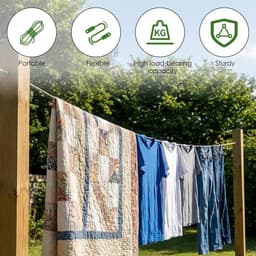 Waslijn Set - Kledinglijn - Kleding Drogen - Stalen Kern - 30 Meter - Bruin — thumbnail 5