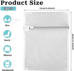 Byshayne- Waszak Klein - 3 Stuks - Antislip Rits - Hanglus - Mesh Design - Lichtgrijs - 30 x 23 cm - Wasnet — thumbnail 5