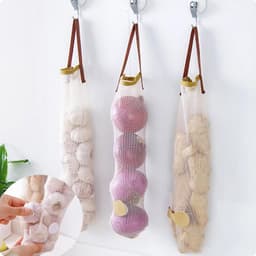 Fruit Opbergnet Zak - Hangende Mesh Tas - Groenten Opslaan - Efficiënte Ventilatie - 49 cm - Wit — thumbnail 2