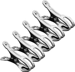 Roestvrijstalen wasknijpers - Metalen clips - Wasgoed drogen - Sterke klemming - 5 stuks - Zilver — thumbnail 1