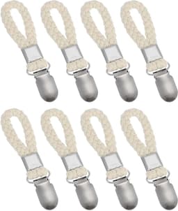 Wasknijpers met Lus - Handdoekhouders Ophangbaar - Opbergen van Handdoeken - Met Katoenen Lus - 11 cm - Beige — thumbnail 1