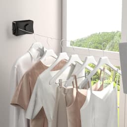 Uittrekbaar Droogrek - Wand Waslijn - Kleding Drogen - Ruimtebesparend Ontwerp - 5.1 Meter Intrekbaar - Zwart — thumbnail 3