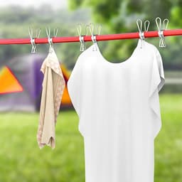 Wastouw - Reis waslijn - Outdoor drogen - Elastisch materiaal - 1.5 meter - Rood — thumbnail 3
