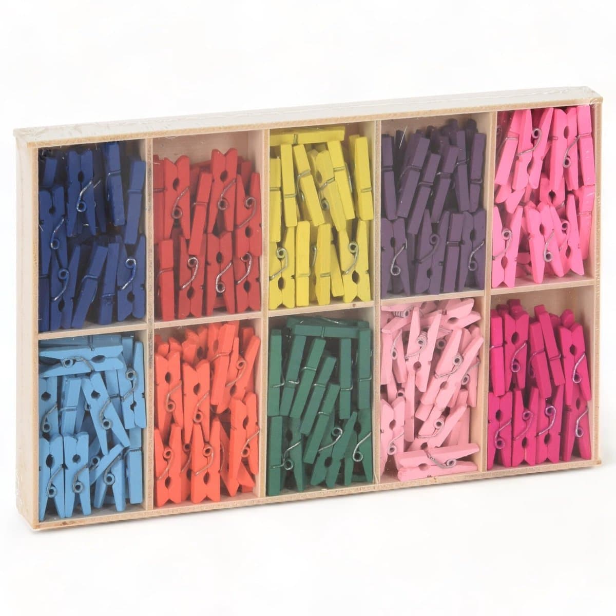 Cosensi - Dailygoods - Dailygoody - Mini-wasknijpers - Perfect voor knutselen - Meerkleurig - Decoratie - Geschenkverpakking - 200 stuks - Houten knijpers — afbeelding 1