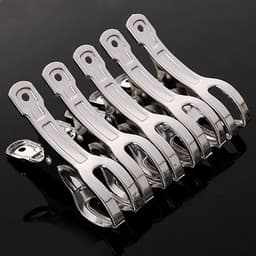Wasknijpers Strandhanddoek - Kledingclips - Handdoeken Vastzetten - Roestvrij Staal - 10 Stuks - Zilver — thumbnail 4