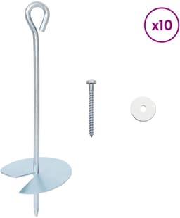 vidaXL - Aardanker - 10 - st - Ø10 - x - 30 - cm - Gegalvaniseerd - Metaal - zilver — thumbnail 5