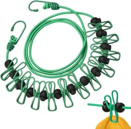 Waslijnen touw - Drooglijnen kleding - Reizen buiten - Winddicht antislip - 1.7 tot 3.7m - Groen — thumbnail 5