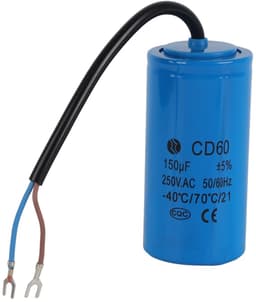 Allecto - CD60-condensator - Bedrijfscondensator met Kabel - 250V AC - 150uF - Ideaal voor Motorluchtcompressor - Blauwe kleur - Betrouwbare werki — thumbnail 1