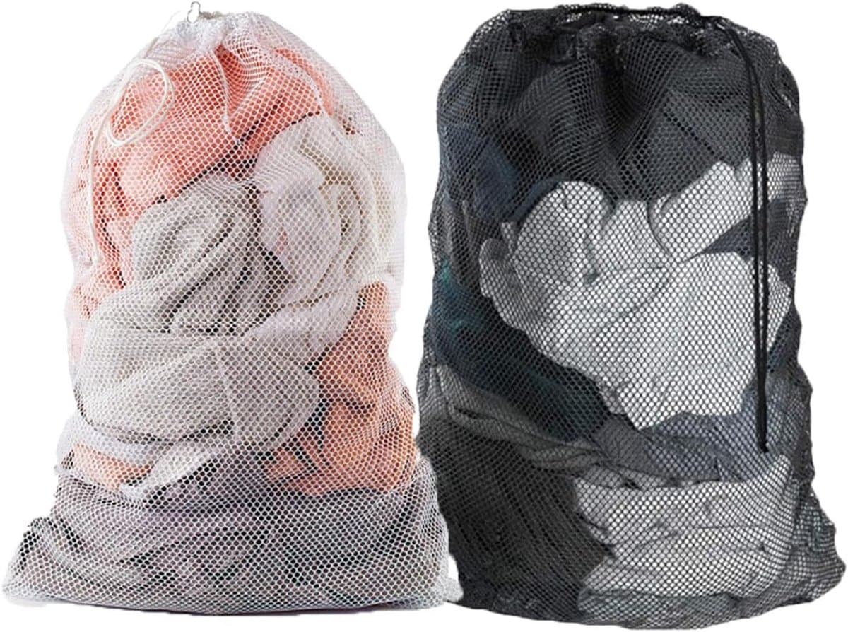 Grote Herbruikbare Waszak van Mesh, 60 x 90 cm, Ideaal voor Kleding, Broeken en Hemden, Met Sluitkoord — afbeelding 1