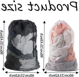 Grote Herbruikbare Waszak van Mesh, 60 x 90 cm, Ideaal voor Kleding, Broeken en Hemden, Met Sluitkoord — thumbnail 5