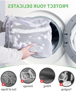 Wasnet voor de wasmachine - Mesh waszakken met rits en handvat voor ondergoed, blouses en shirts - 40 x 50 cm - Set van 2 — thumbnail 5