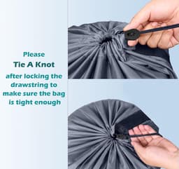 2 Stuks - Grote Waszakken - 100 x 70 cm - Opvouwbare Reiswaszak - Met Trekkoord - Opbergzak voor Vuile Wasgoed - Polyester - Praktische Opbergzak voor Vuile Wasgoed - Geschikt voor Reis, Slaapzalen en Thuis - Zwart, Grijs — thumbnail 4