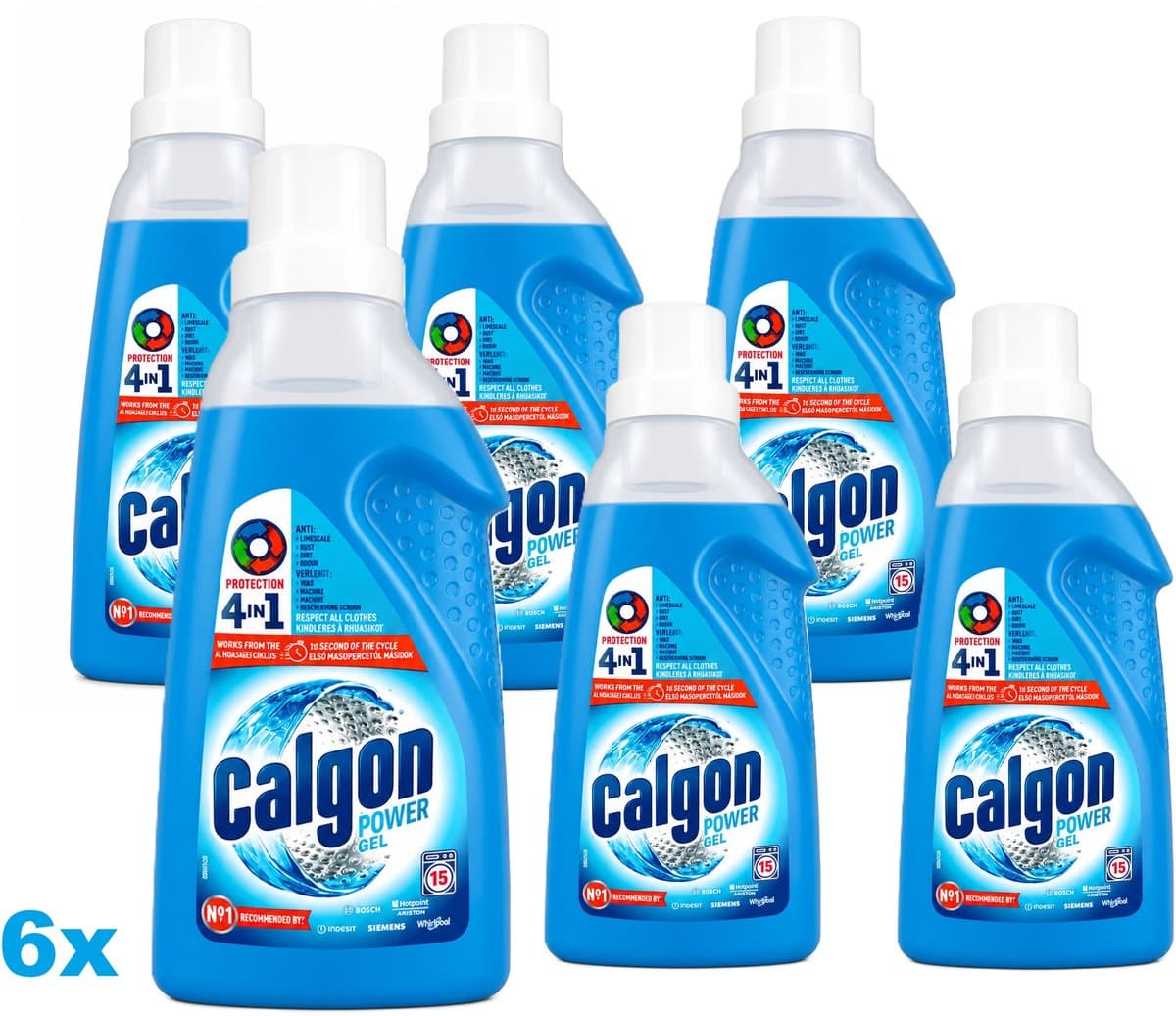 Calgon Power Gel – Wasmachine Reiniger & Anti-Kalk – 6 x 750ml – 90 Wasbeurten — afbeelding 1