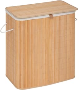 5Five Wasmand dubbel compartiment - bamboe - met deksel - naturel - 52 x 32 x 63 cm - 100 liter — thumbnail 1