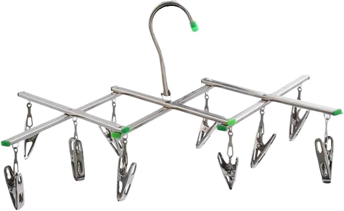 Sokkenklemmen set - Kledinghangers clips - Ruimtebesparend drogen - Roestvrij staal - 10 clips - Zilverkleurig — afbeelding 1