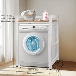 Wasmachine Stapelrek - Droger Organizer - Ruimte Besparen - Verstelbare Hoogte - 105 cm Hoog - Wit — thumbnail 2
