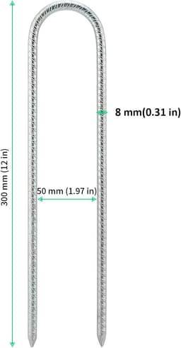Grondankers - Haringen Palen - Tent Bevestigen - Verzinkt Staal - 30cm 16 Stuks - Zilver — thumbnail 2