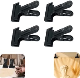 4 stuks rek - veerclips - fixeerklem - wasknijper - doekfixeerklem - tentfixeerklem - metalen klem - antislip - winddicht - waterdicht - opbergaccessoires - geschikt voor kleding, doeken, tentdoeken (zwart, 11*8cm) — thumbnail 1