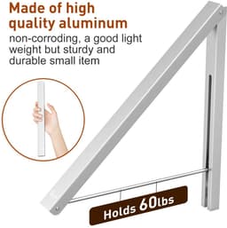 Dailygoods- Vouwen Hanger Ruimtebesparend - Intrekbare Muur Houder - Kledinghanger Antislip - Ideaal voor Kleine Ruimtes - Tot 27 kg Belastbaar - Eenvoudig Opvouwbaar - Muurhanger — thumbnail 2