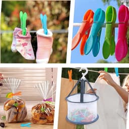 Wasknijpers met mand - Kledingknijpers - Kleding drogen - Winddicht ontwerp - 48 stuks - Multicolor — thumbnail 4