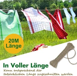 Wasknijperlijn Staalkern - Waslijn Touw - Buiten Wassen - Extra Sterk 120kg - 20 Meter - Grijs — thumbnail 5