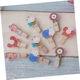 Houten Klemmen - Mini Clips - Foto's Ophangen - Dierenvorm Ontwerp - 50 Stuks - Diverse Kleuren — thumbnail 2
