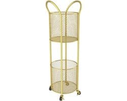 Wasmand Met Wielen - Kledingmand Opbergmand - Was Sorteren Opslag - Dubbele Laag Ontwerp - 28 x 92cm - Goud