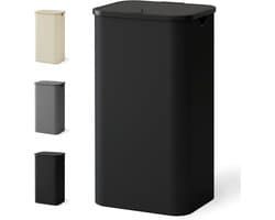 Grote wasmand met deksel van 100 liter, smalle wasverzamelaar, opvouwbare was-sorter met handvat, zwart