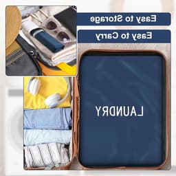 Waterdichte waszakken voor reizen - 4 stuks, opvouwbare tas voor vuile kleding, ideaal voor zwemmen, yoga en sportactiviteiten, beschikbaar in 3 maten (blauw) — thumbnail 5