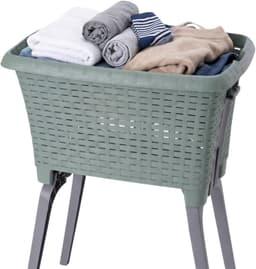 Bathroom Solutions wasmand op poten - 2x - groen - 35 ltr - 60 x 40 x 28 cm - Wasgoedmanden — thumbnail 4