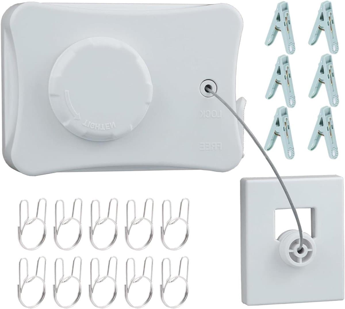 Intrekbare Waslijn - Binnenkledinglijn - Kleding Drogen - Anti-doorzakken Ontwerp - 51 Meter - Wit — afbeelding 1