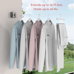 Intrekbare Waslijn - Binnenkledinglijn - Kleding Drogen - Anti-doorzakken Ontwerp - 51 Meter - Wit — thumbnail 5
