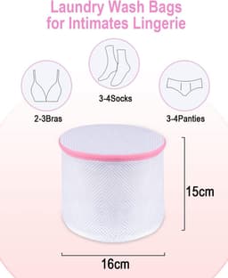 Bh-net voor wasmachine, wasnet voor wasmachine groot, waszak voor sokken, beha's, ondergoed en lingerie, set van 4 roze beha, wasnet,16 cm * 16 cm — thumbnail 3