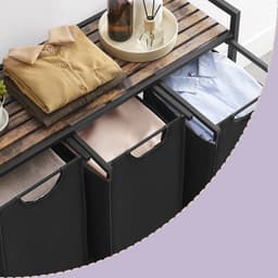 VASAGLE - Wasmand met 3 Compartimenten - 3 Uitneembare Oxford Stoffen Zakjes - Metalen Frame — thumbnail 5