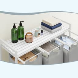 VASAGLE BLH301W03 - Wasmand met 3 Vakken - Uittrekbare en Afneembare Waszakken - Met Opbergrek — thumbnail 5